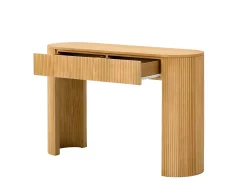 Best Mesa de consola elegante para hall de entrada - 120 x 33 x 76 cm - com 2 gavetas + frente curva - MDF - cor natural Consola
