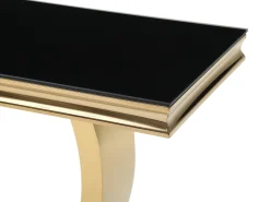 Vente-unique Consola*Mesa de consola em vidro temperado e aço inoxidável - Dourado e Preto - ROWAN por Pascal Morabito Preto / Dourado