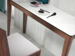 Mesa de consola retangular em mármore de porcelana e nogueira 3082*Angel Cerda Outlet