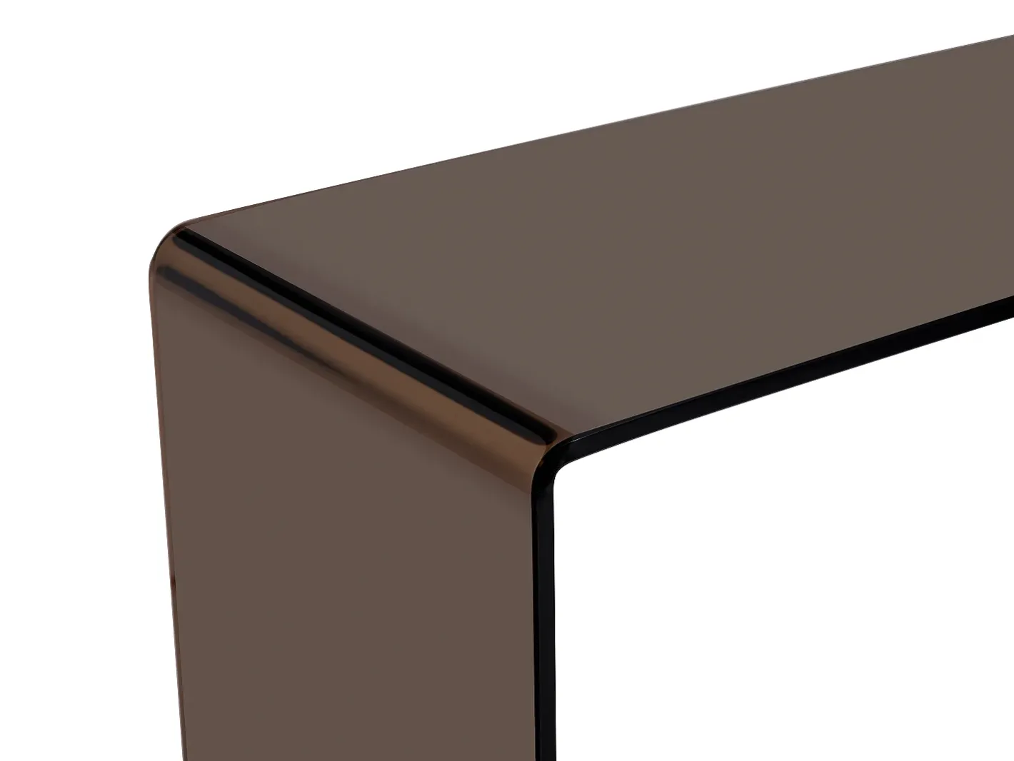 Vente-unique Consola*Mesa de consola vintage curva em vidro temperado - Castanho - ALONZO Transparente / Castanho