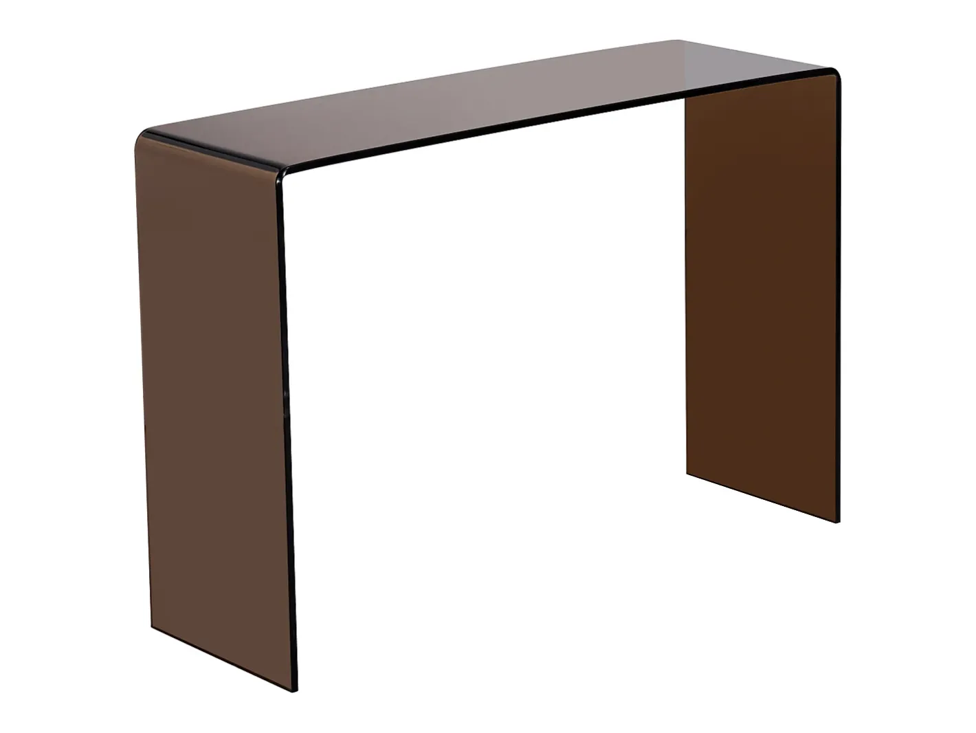 Vente-unique Consola*Mesa de consola vintage curva em vidro temperado - Castanho - ALONZO Transparente / Castanho