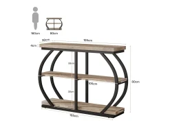 Best Mesa de Console 105cm, Mesa de Entrada Industrial de 3 Andares com Quadro de Metal Arcoado e Prateleiras de Armazenamento Consola