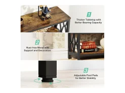 Best Mesa de Console com Prateleiras de Armazenamento, Mesa de Sofá Industrial de 180cm com 3 Andares para Sala de Estar Consola