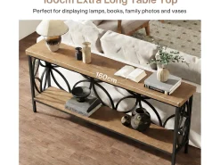 New Mesa de Console com Prateleira Mesa de Sofá Estreita de 160cm Mesa de Corredor Consola
