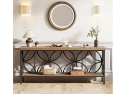 New Mesa de Console com Prateleira Mesa de Sofá Estreita de 160cm Mesa de Corredor Consola