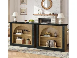 Tribesigns Consola*Mesa de Console de 3 Camadas, Mesa de Entrada de 110cm com Armazenamento para Foyer, Corredor Preto