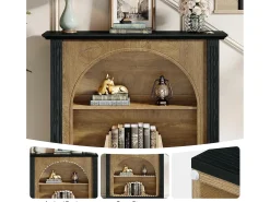 Tribesigns Consola*Mesa de Console de 3 Camadas, Mesa de Entrada de 110cm com Armazenamento para Foyer, Corredor Preto