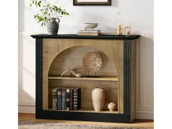 Tribesigns Consola*Mesa de Console de 3 Camadas, Mesa de Entrada de 110cm com Armazenamento para Foyer, Corredor Preto