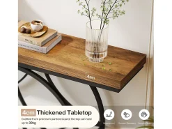 Mesa de console de 120 cm, Mesa para sofá industrial de dois níveis com estrutura metálica geométrica, Mesas estreitas para entrada decorativas*Tribesigns Sale