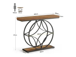 Mesa de console de 120 cm, Mesa para sofá industrial de dois níveis com estrutura metálica geométrica, Mesas estreitas para entrada decorativas*Tribesigns Sale