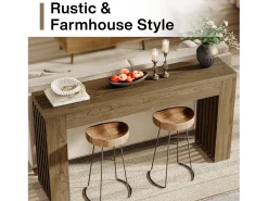 Mesa de console de 150 cm para sala de estar, mesa para entrada em estilo casa de campo com pernas em listras verticais*Tribesigns New