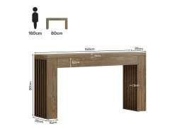 Mesa de console de 150 cm para sala de estar, mesa para entrada em estilo casa de campo com pernas em listras verticais*Tribesigns New