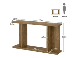 Tribesigns Consola*Mesa de Console de 140cm, Mesa de Entrada Rustica de 2 Andares para Atrás do Sofá Castanho