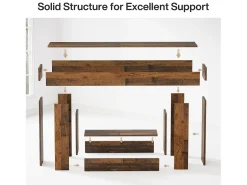 Mesa de Console de 160cm, Mesa de Entrada Rural de 2 Camadas com Base em Forma de U^Tribesigns Sale