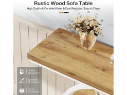 Tribesigns Consola*Mesa de Console de 105cm, Mesa de Sofá Industrial de 4 Andares com Base Circular para Entrada Natural claro