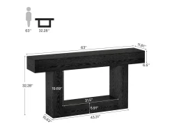 Tribesigns Consola*Mesa de Console de 160cm, Mesa de Sofá de 2 Andares Preta Mesa de Entrada Preto