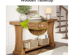 Tribesigns Consola*Mesa de Console de 160cm para Entrada, Mesa de Entrada de 2 Andares Atrás do Sofá Castanho