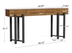 New Mesa de Console de 160cm para Entrada, Mesa Rustica para Atrás do Sofá, Mesa Minimalista para Sala de Estar Consola