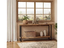 Mesa de console de madeira maciça com borda natural para entrada, estilo caseiro, 160 cm, mesa estreita e longa para sofa, atrás do sofá*Tribesigns Outlet