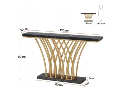 Tribesigns Consola*Mesa de Console Dourada - 150 x 29,5 x 80 cm - Moderna - com Pés de Metal em Formato de Grade - para Entrada, Corredor, Entrada, Sala (Preta) Preto