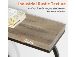 Mesa de console dourada de 140 cm, Mesa de entrada moderna com pés em metal dourado em formato de O, 140 x 30 x 80 cm, Cinza^Tribesigns Discount