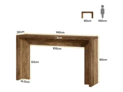 Best Mesa de console em estilo fazenda, mesa de 140 cm para sala com armazenamento para entrada. Consola