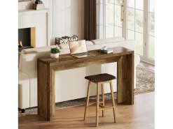 Best Mesa de console em estilo fazenda, mesa de 140 cm para sala com armazenamento para entrada. Consola