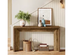 Best Mesa de console em estilo fazenda, mesa de 140 cm para sala com armazenamento para entrada. Consola