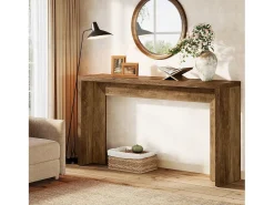 Best Mesa de console em estilo fazenda, mesa de 140 cm para sala com armazenamento para entrada. Consola