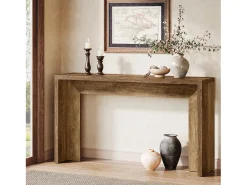 Best Mesa de console em estilo fazenda, mesa de 140 cm para sala com armazenamento para entrada. Consola