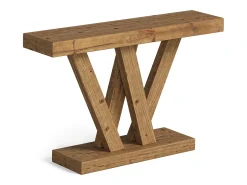 Tribesigns Consola*Mesa de console em madeira sólida, mesa de entrada rústica de 120 cm para sofá com base em duplo V Castanho