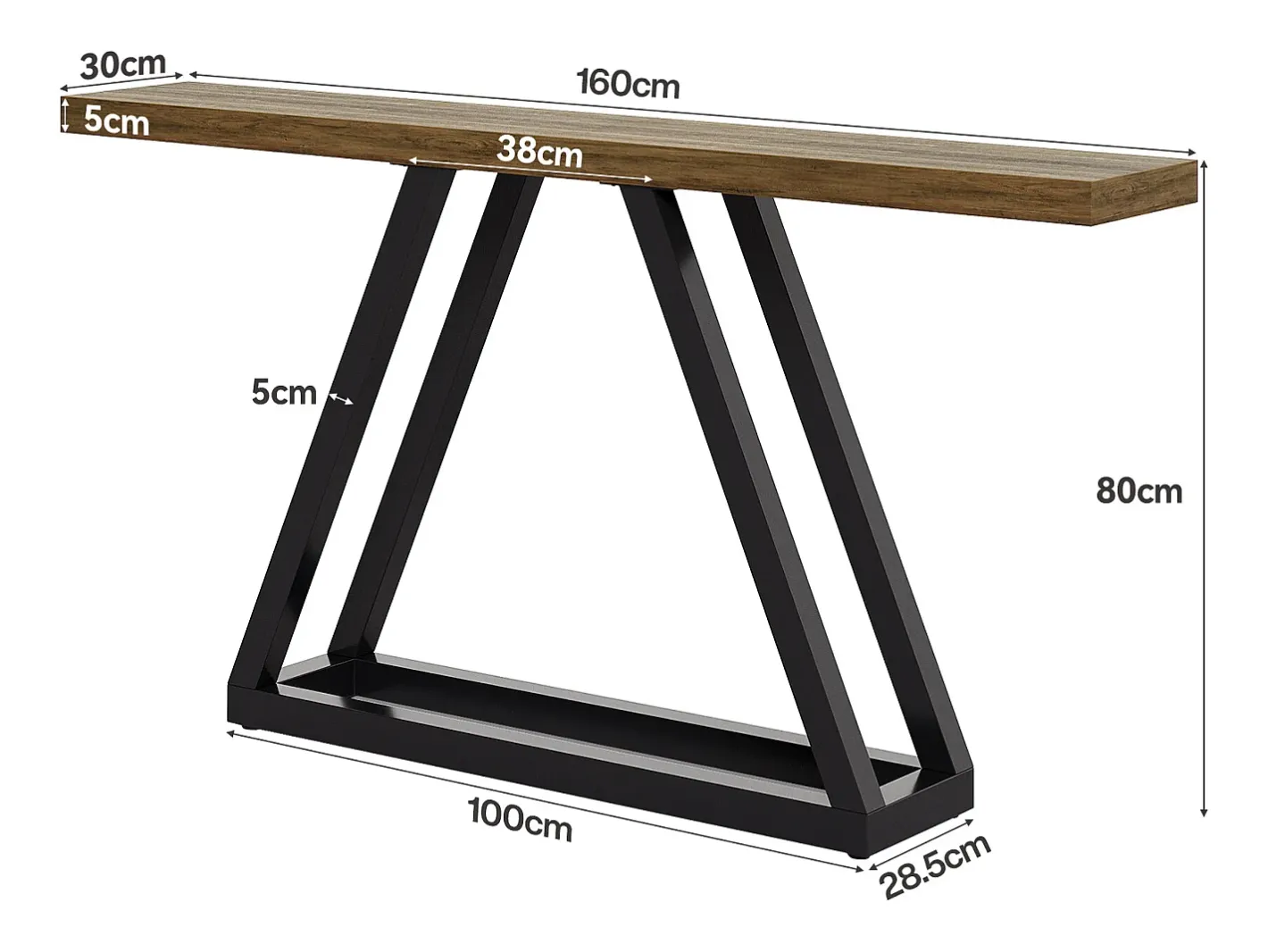 Mesa de console estreita de 160 cm – ideal como mesa de sofá atrás do sofá, design moderno para áreas de entrada^Tribesigns Online