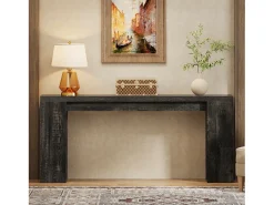 Mesa de Console Extra Longa 160cm, Mesa de Sofá Rural Preta Atrás do Sofá*Tribesigns Hot