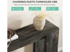 Mesa de Console Extra Longa 160cm, Mesa de Sofá Rural Preta Atrás do Sofá*Tribesigns Hot