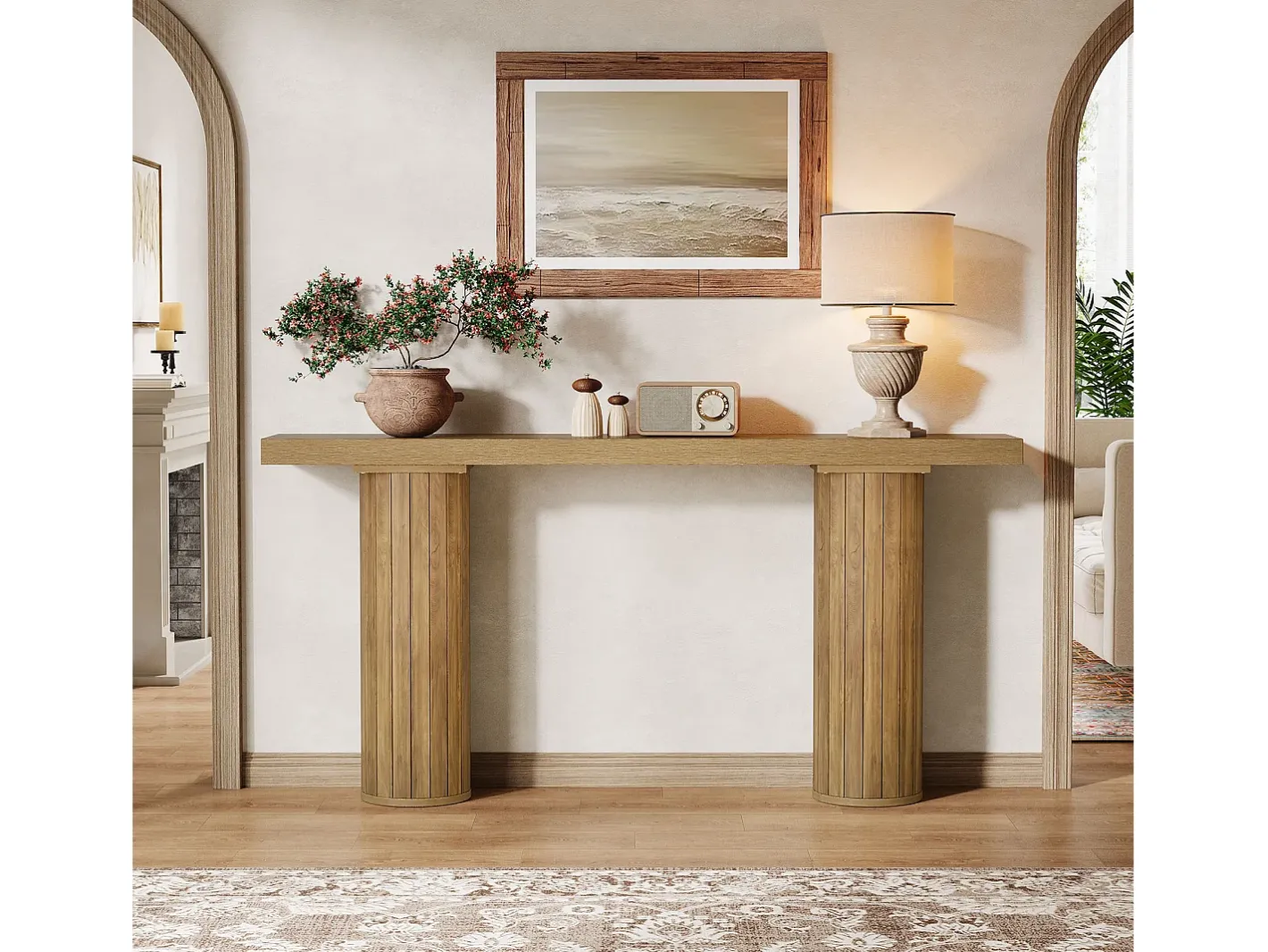 Mesa de console extra-longa de 160 cm, mesa retangular para entrada, mesa de sofá atrás do sofá*Tribesigns Discount