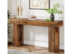 Tribesigns Consola*Mesa de Console, Mesa de Entrada Rural de 160cm, Mesa de Acento Retangular para Entrada, Corredor Castanho