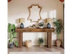Tribesigns Consola*Mesa de Console, Mesa de Entrada Rural de 160cm, Mesa de Acento Retangular para Entrada, Corredor Castanho