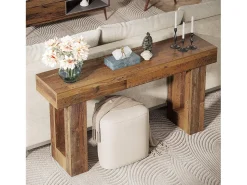 Tribesigns Consola*Mesa de Console, Mesa de Entrada Rural de 160cm, Mesa de Acento Retangular para Entrada, Corredor Castanho