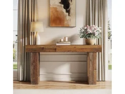 Tribesigns Consola*Mesa de Console, Mesa de Entrada Rural de 160cm, Mesa de Acento Retangular para Entrada, Corredor Castanho