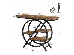 Mesa de Console, Mesa de Entrada de 100 cm com Tampo Espesso, Mesa de Sofá Industrial, Mesas Auxiliares, Marrom Rústico^Tribesigns Best