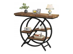 Mesa de Console, Mesa de Entrada de 100 cm com Tampo Espesso, Mesa de Sofá Industrial, Mesas Auxiliares, Marrom Rústico^Tribesigns Best