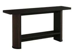 Tribesigns Consola*Mesa de Console Moderna 140cm, Mesa de Corredor Estreita Preta, Mesa de Sofá com 2 Prateleiras Preto