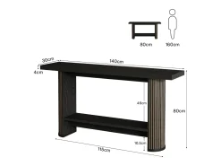 Tribesigns Consola*Mesa de Console Moderna 140cm, Mesa de Corredor Estreita Preta, Mesa de Sofá com 2 Prateleiras Preto