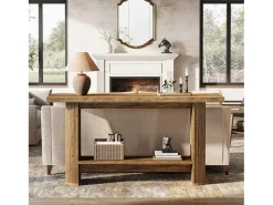 Mesa de console moderna de 140 cm, mesa para corredor estreito com armazenamento para a sala de estar^Tribesigns Sale