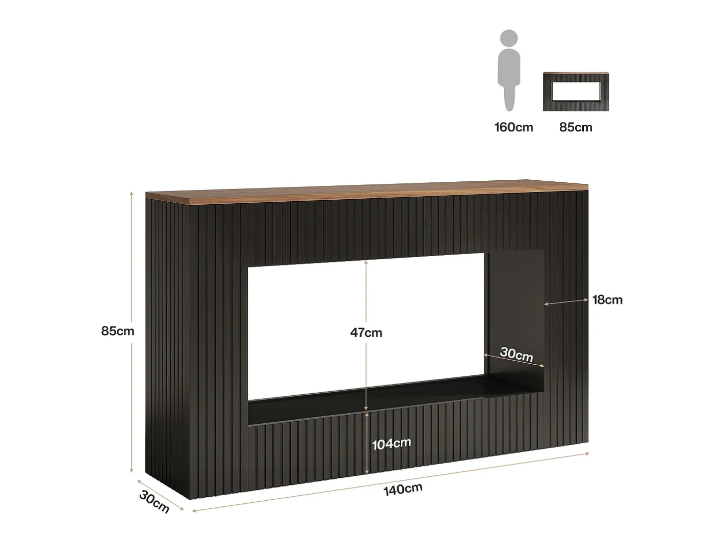 Mesa de console moderna, mesa de entrada em madeira de 140 cm com armazenamento, mesa para sofá estreita e comprida^Tribesigns Best