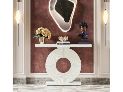 Mesa de Console, Móvel de Entrada com Base Circular em Forma, Mesa de Entrada de 100 cm para entrada do Sala, Corredor, 100 x 30 x 79 cm,*Tribesigns New
