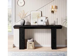 Tribesigns Consola*Mesa de Console para Entrada, Mesa de Sofá Longa e Fina Preta de 160cm Preto