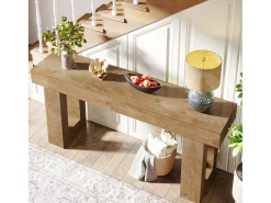 Mesa de console retangular com 160 cm de comprimento, Mesa baixa atrás do sofá para entrada (Natural)^Tribesigns Outlet
