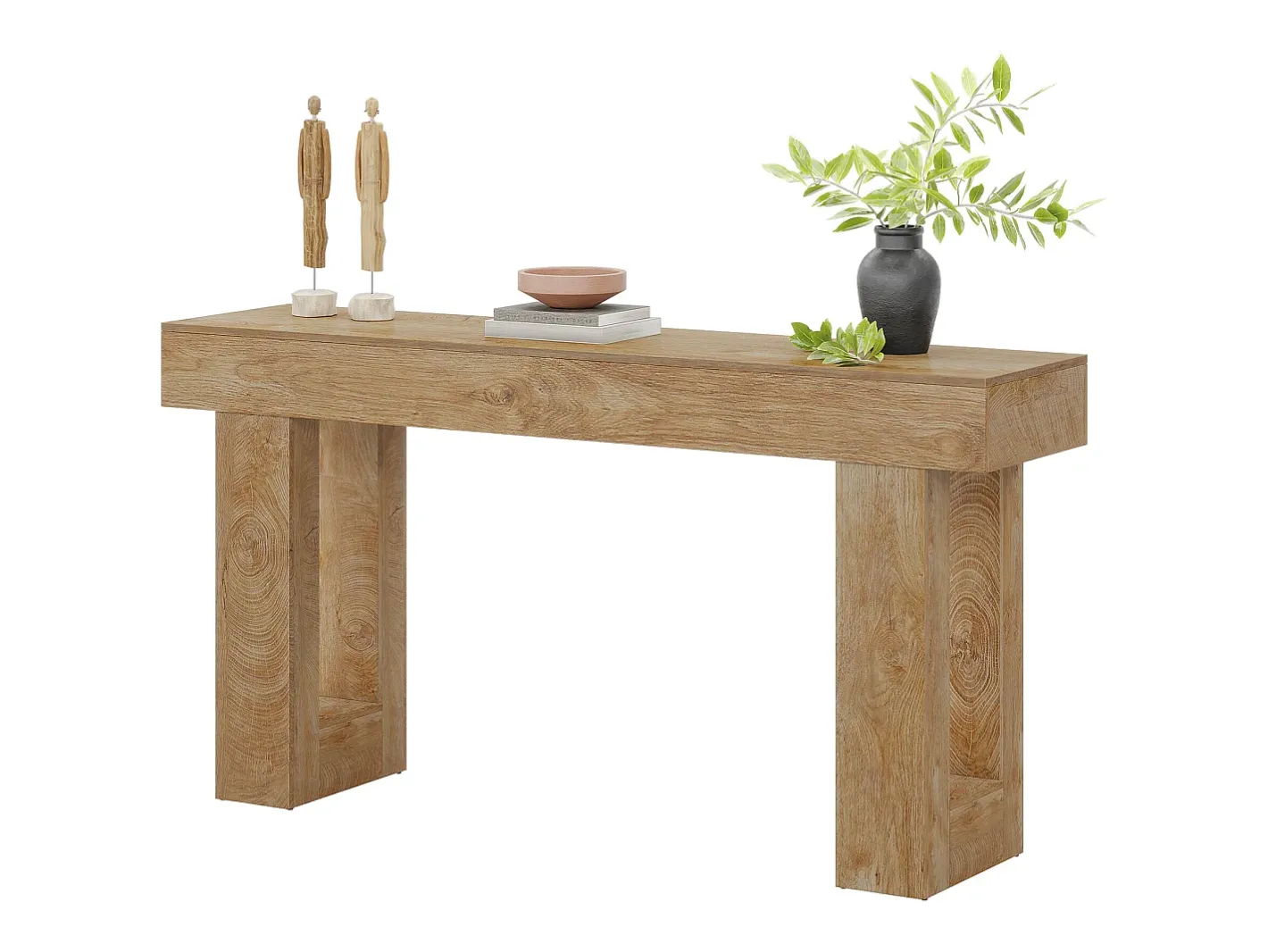 Mesa de console retangular com 160 cm de comprimento, Mesa baixa atrás do sofá para entrada (Natural)^Tribesigns Outlet