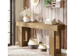 Mesa de console retangular com 160 cm de comprimento, Mesa baixa atrás do sofá para entrada (Natural)^Tribesigns Outlet